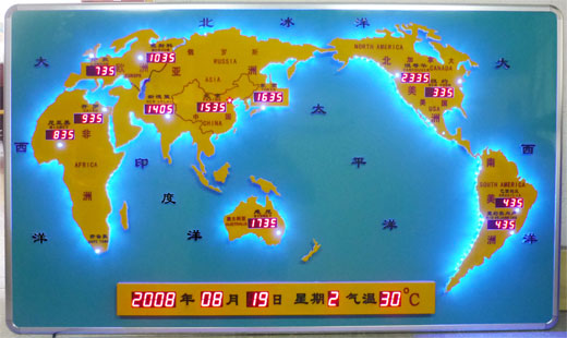 整體式世界時間屏/酒店前臺鐘/星級酒店背景墻掛鐘