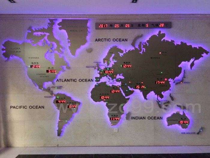 西方式世界地圖樣式的世界時(shí)間鐘